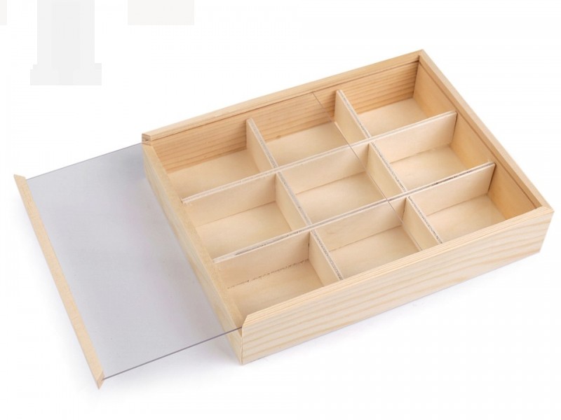 Holzbox mit transparentem Deckel Boxen, Säckchen